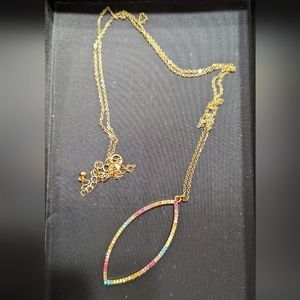 Rainbow and Gold Pendant Necklace